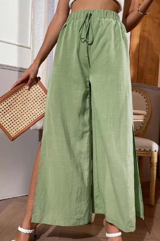 Side Slit Wide Leg Pants Cozy Lounge Pants