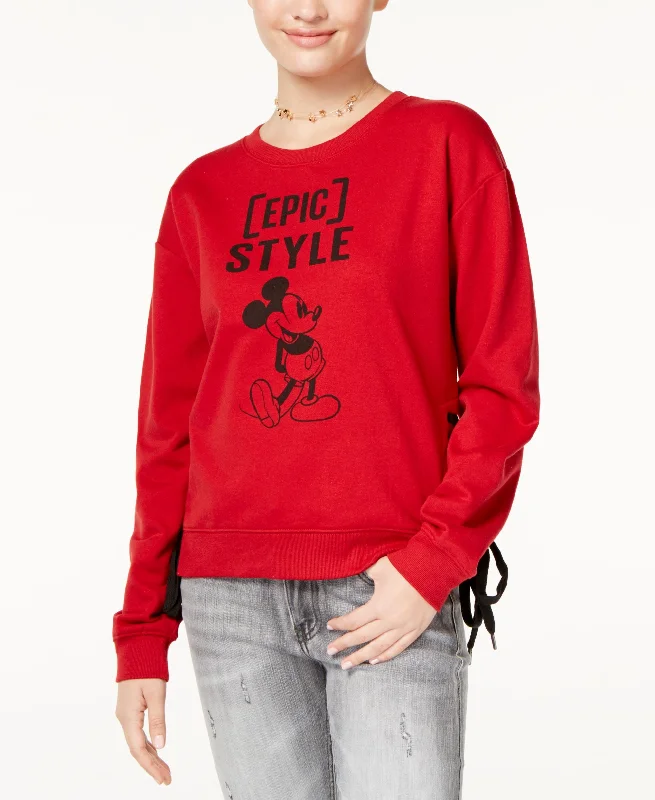 Freeze 24 7 Juniors Mickey Graphic Lace Up Sweatshirt Hoodie with Set-In Sleeves Structured Classic