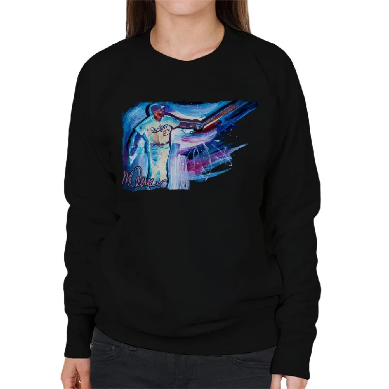 Sidney Maurer Original Portrait Of Dodgers Star Matt Kemp Women's Sweatshirt Hoodie with Typography Text Message