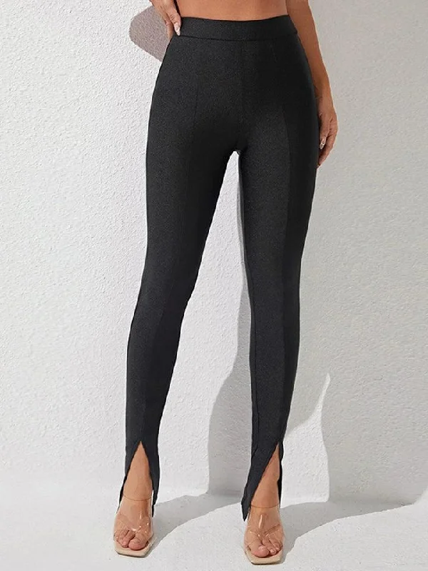 High Waist Slit Skinny Pants Formal Dress Pants