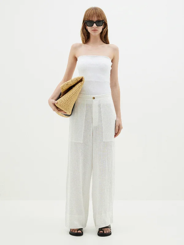 gauze wide leg pant Stretch Fit Pants