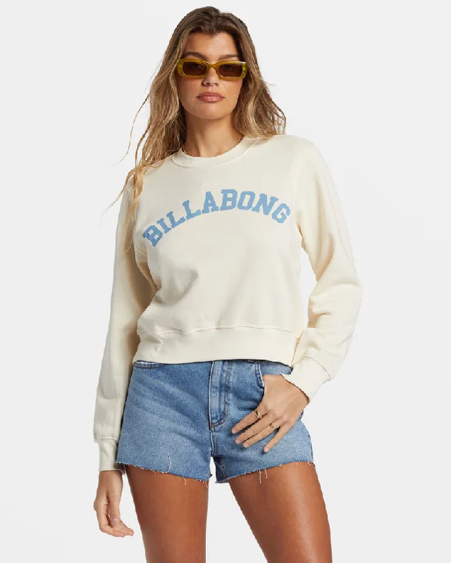 Billabong From Paradise Pullover Sweatshirt - WHITE CAP Hoodie with Frayed Bohemian Relaxed