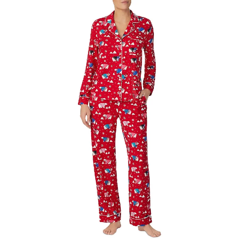 Womens 2PC Printed Pant Set Slim-Fit Khaki Pants