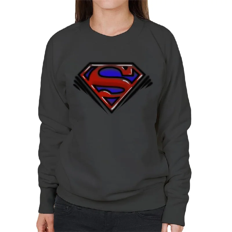 Superman Classic S Logo Pop Art Dot Style Women's Sweatshirt Hoodie with Zipper Versatile Modern