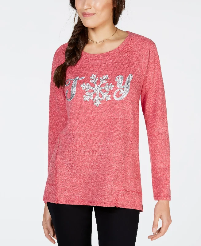 Style & Co Joy Graphic Print Sweatshirt Hoodie with Hem Detail Decorative Unique