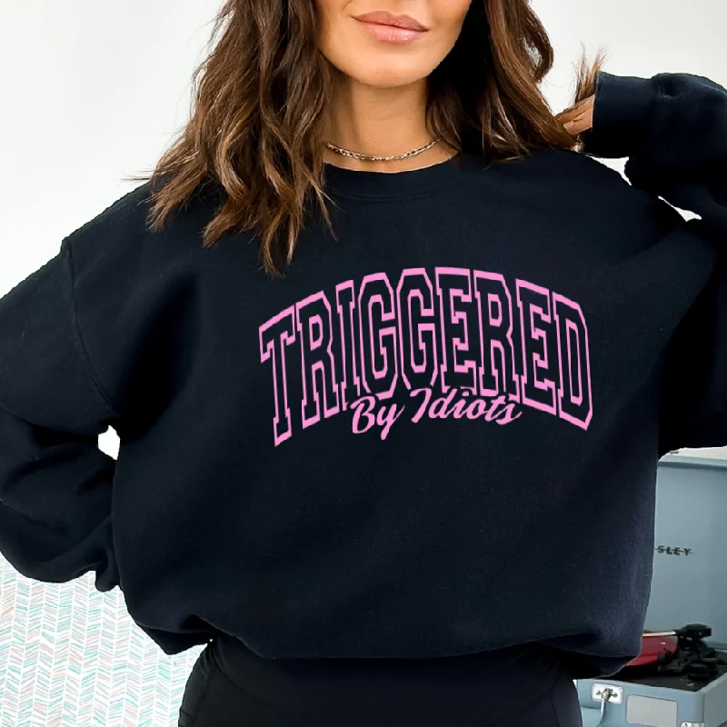 Triggered By Slogan Sweatshirt Hoodie with Longline Fit Extended Stylish