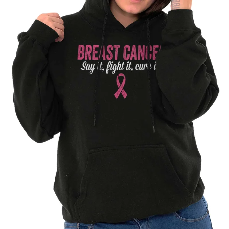 Fight Cure Breast Cancer Hoodie Hoodie with Lace Feminine Delicate