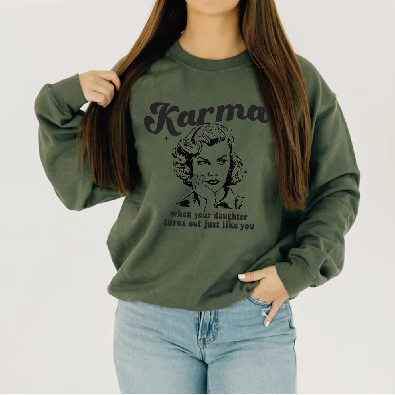 Karma.. she's Just Like You Retro Women's Sweatshirt Hoodie with Button Classic Timeless