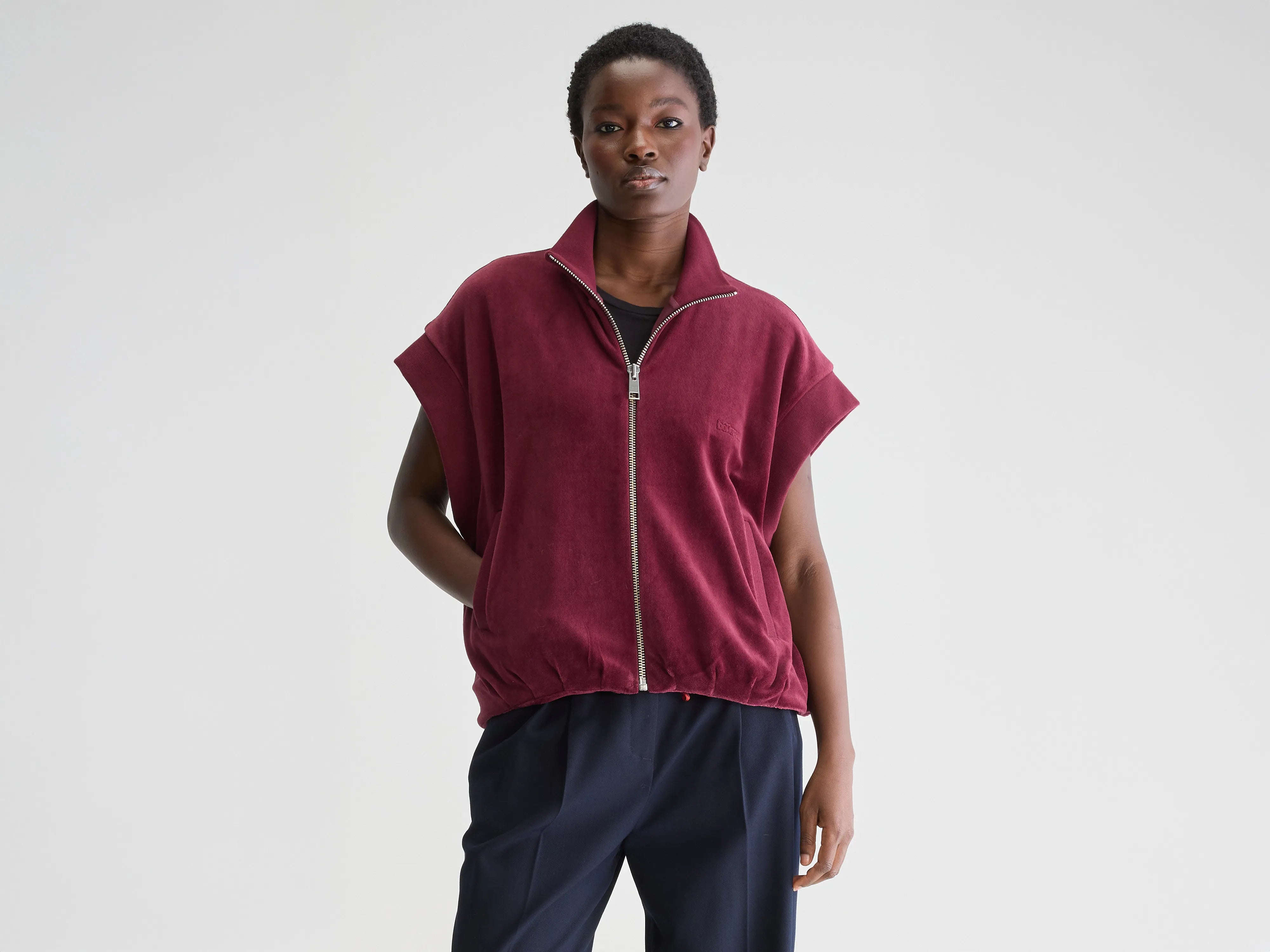 Tallos sleeveless sweatshirt (251 / W / BORDEAUX) Oversized Hoodie Comfort Casual