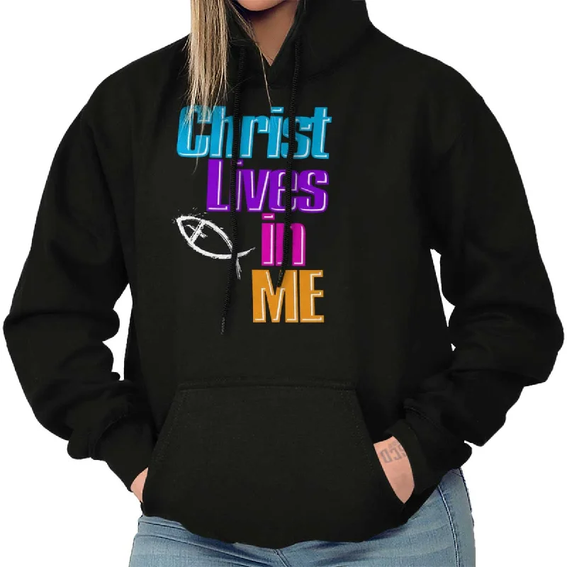 Christ Lives in Me Hoodie Hoodie with Hem Elastic Stretchable Comfortable