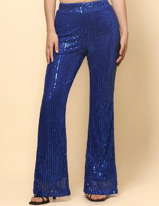 Ladies Shinny Sequin Night Out Flared Pants SKP4739 Formal Dress Pants