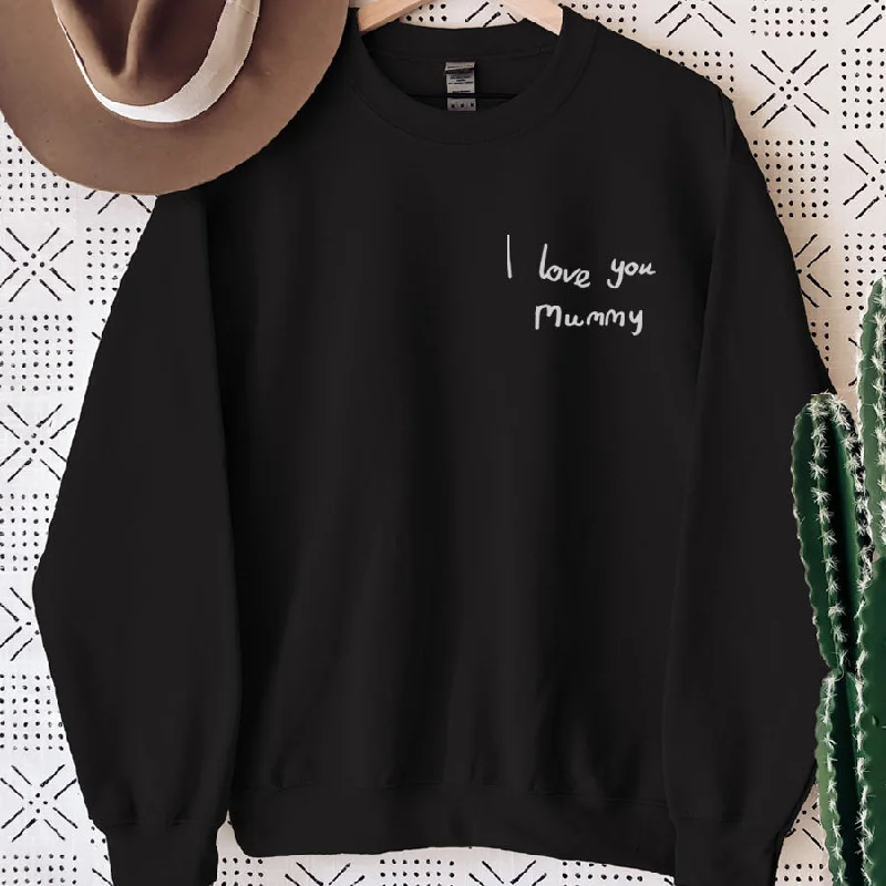 Customised Handwriting Embroidered Sweatshirt Hoodie with Lining Warm Insulated