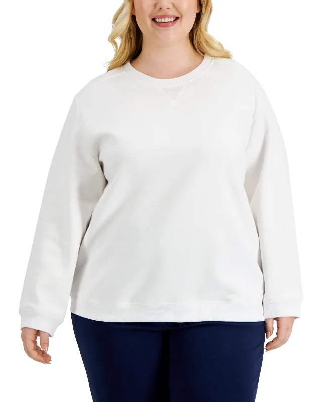 Karen Scott Plus Size Crewneck Sweatshirt Hoodie with Monochrome Minimalist Simple