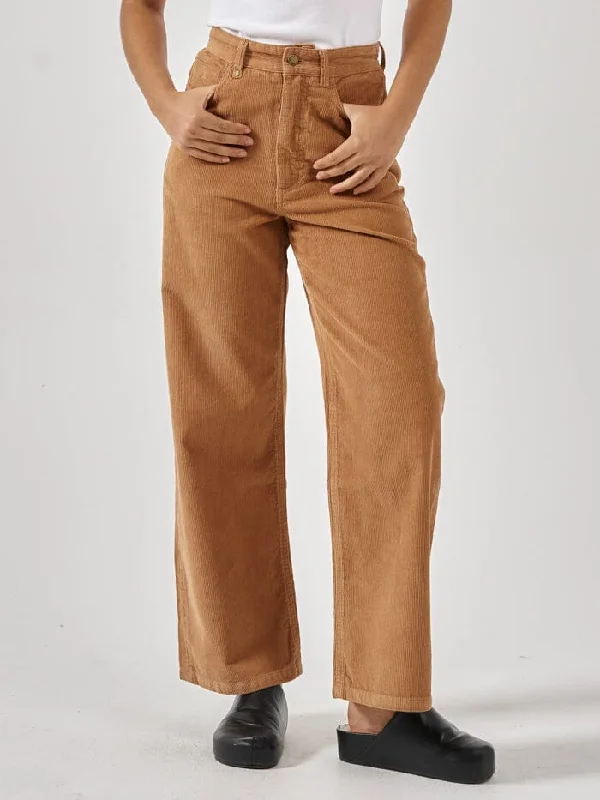 Holly Cord Pant - Faded Tobacco Elegant Palazzo Trousers