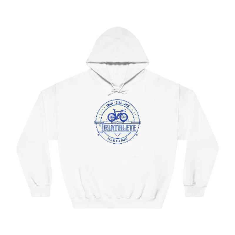 Triathlete - Bad at All Three (Blue) Hoodie - Unisex Hoodie with Set-In Sleeves Structured Classic