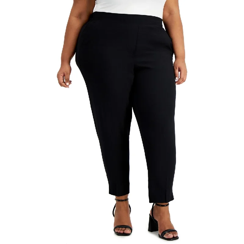 Plus Womens Mid Rise Business Straight Leg Pants Casual Yoga Pants
