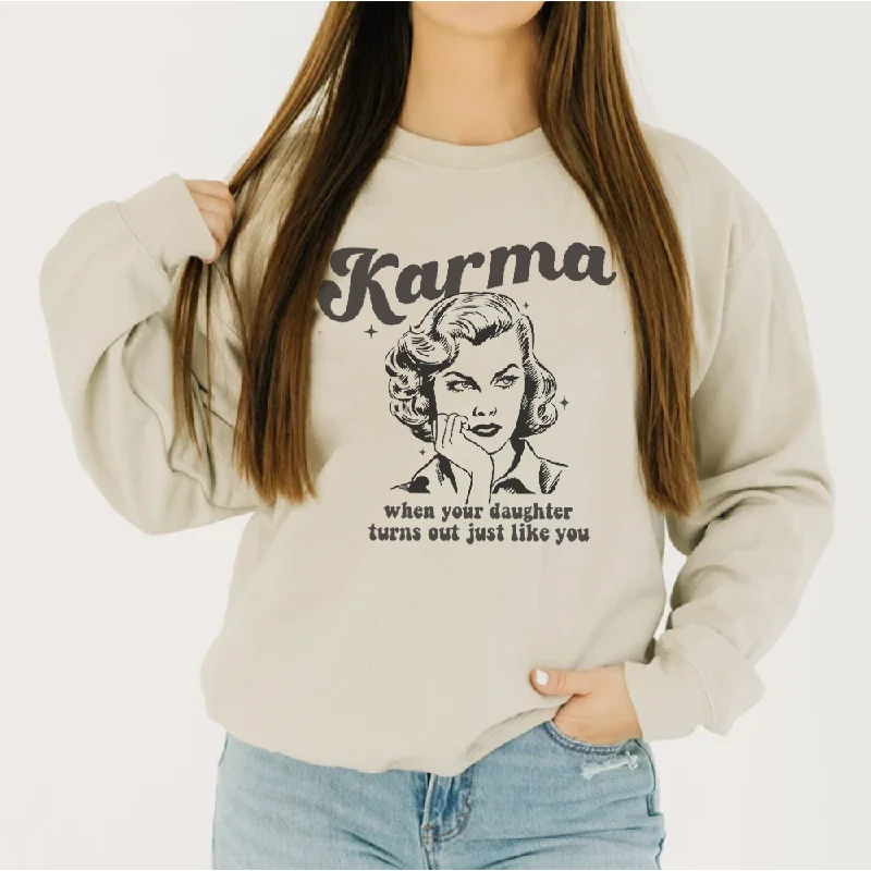 Karma.. she's Just Like You Retro Women's Sweatshirt Hoodie with Color Block Contrast Stylish