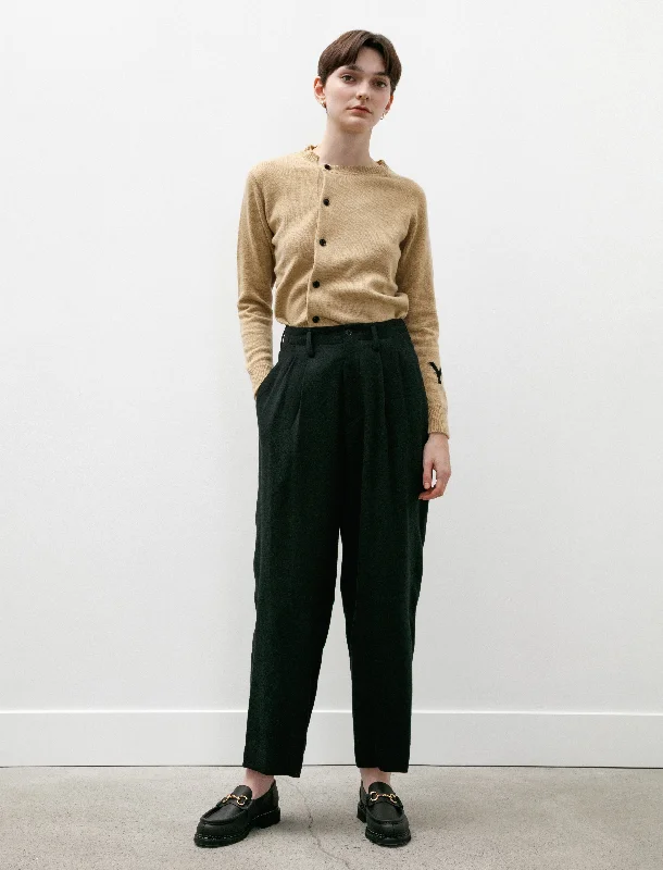 Double Tuck Wide Pants Black Classic Cropped Pants