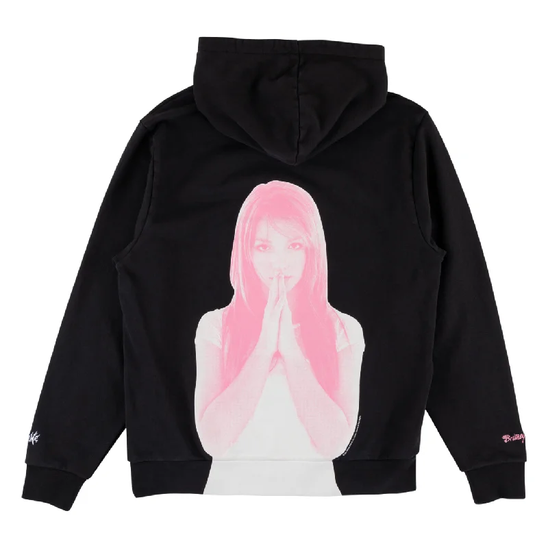 Welcome Britney Spears X Welcome - Believe Pigment-Dyed Hoodie - BLACK Hoodie with Lining Warm Insulated