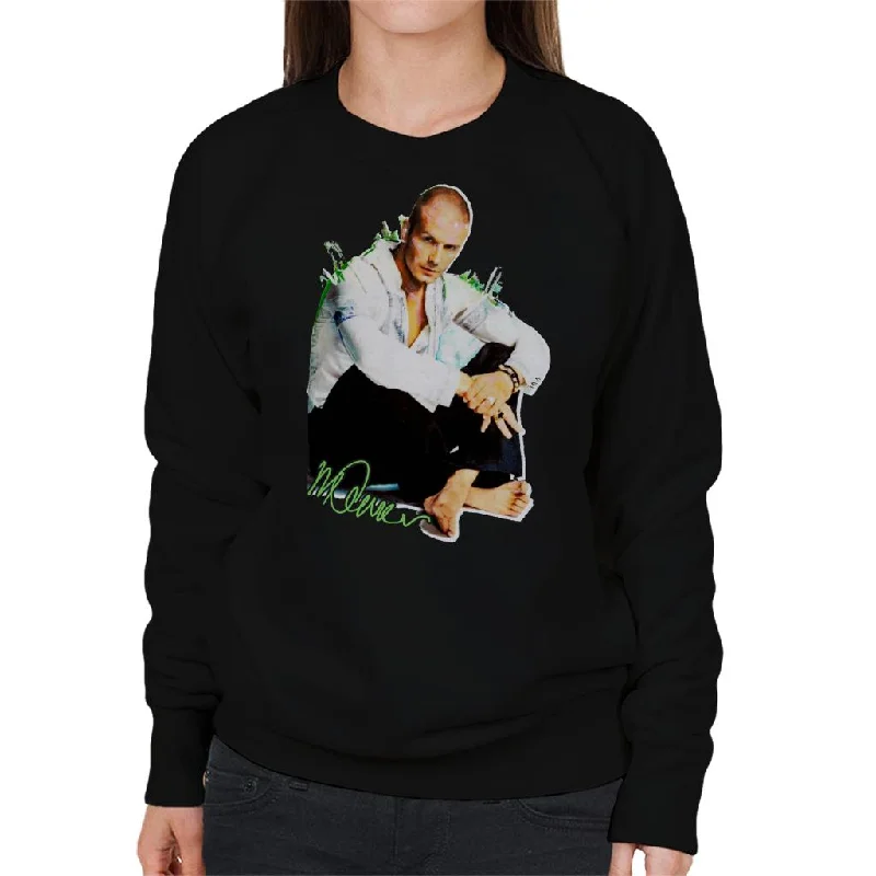 Sidney Maurer Original Portrait Of David Beckham Shaved Head Women's Sweatshirt Hoodie with Longline Fit Extended Stylish