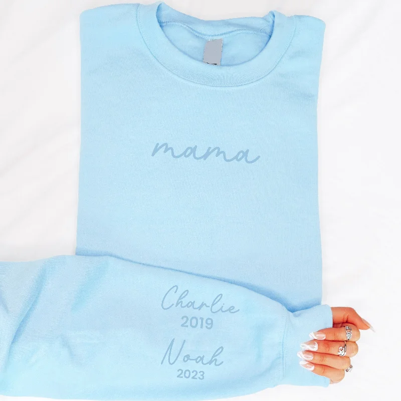 On My Sleeve Personalised Tonal Mama Sweatshirt Hoodie with Typography Text Message