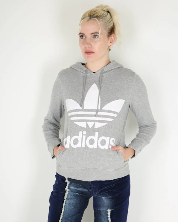 Vintage Adidas Originals Trefoil logo grey hoodie - S Hoodie Sweatshirt Pullover