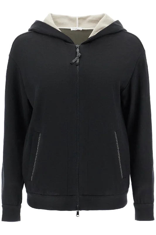 "sweatshirt With Precious  - Black Hoodie with Ribbed Cuffs Snug Fit Comfort