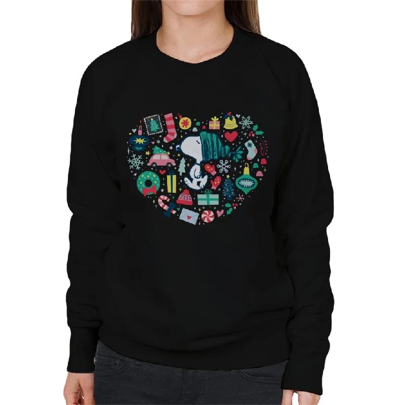 Peanuts Christmas Snoopy Xmas Love Heart Women's Sweatshirt Hoodie Jacket Zipper Layering