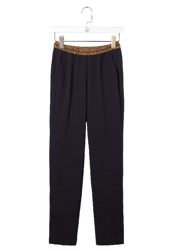 Pants Pirouette Poly 01-Navy Classic Straight-Leg Pants