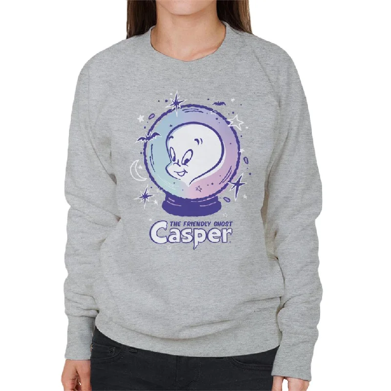 Casper The Friendly Ghost Crystal Ball Women's Sweatshirt Hoodie with Hem Fringe Bohemian Relaxed