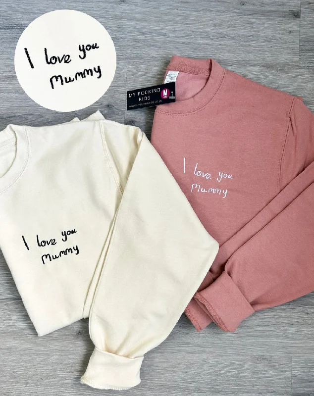 Customised Handwriting Embroidered Sweatshirt Hoodie with Elastic Waist Stretchable Comfortable