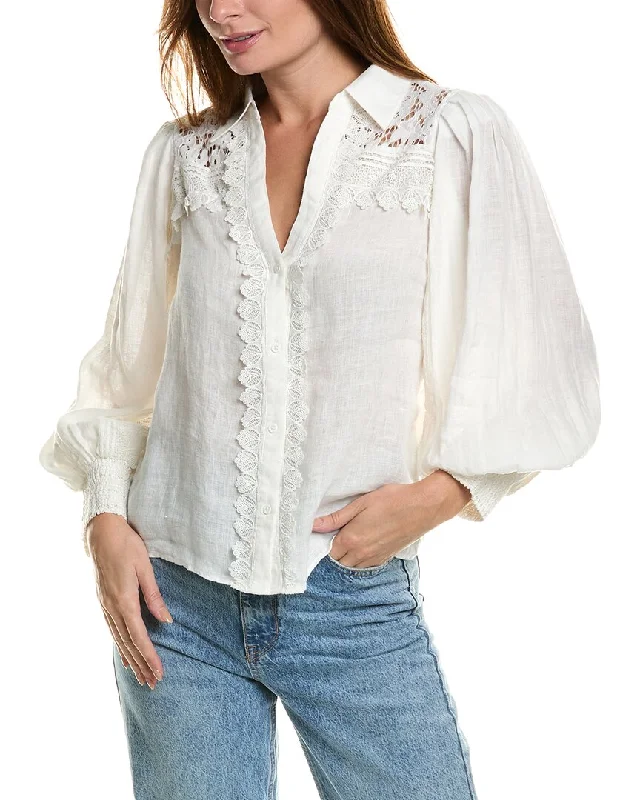alice + olivia Venty Linen Blouse Smart Casual Blouse