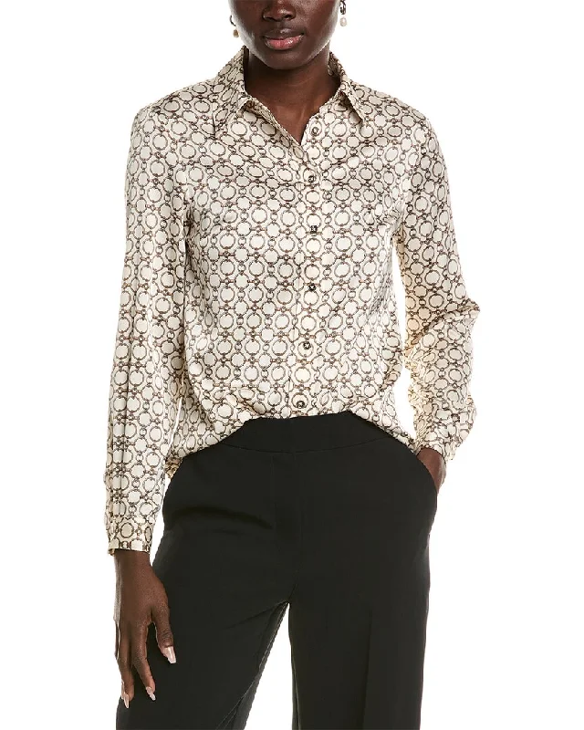 Anne Klein Collared Blouse Casual Button Blouse