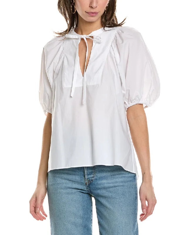 ba&sh Split Neck Blouse Stretchy Fitted Blouse