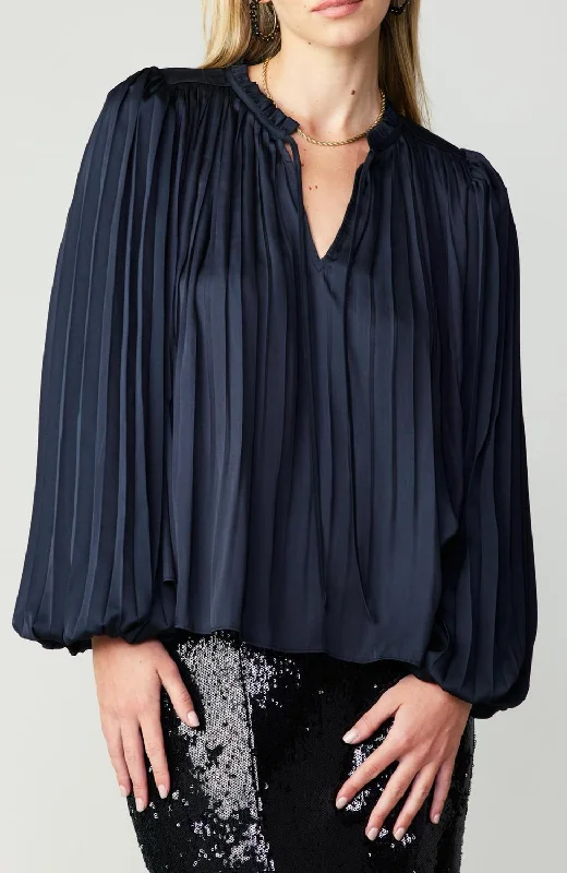 Ballooned Sleeve Blouse In Black Classic Minimalist Blouse