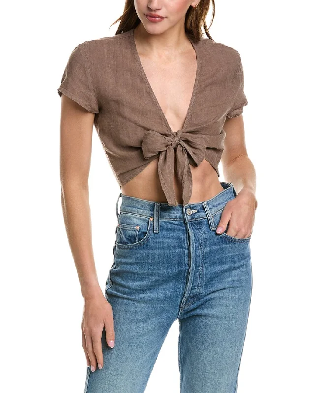 Bella Dahl Tie-Front Linen Blouse Lightweight Chiffon Blouse