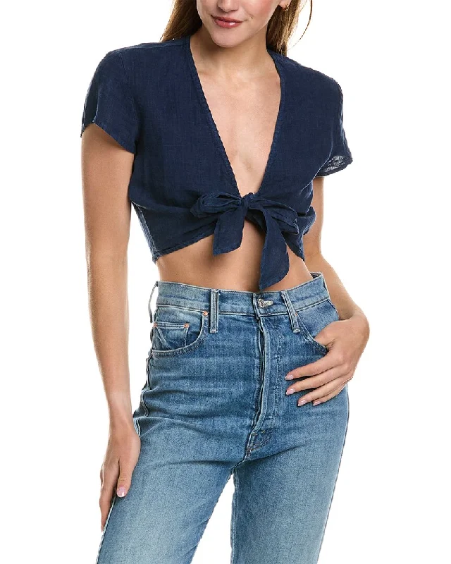 Bella Dahl Tie-Front Linen Blouse Stylish Wrap Blouse
