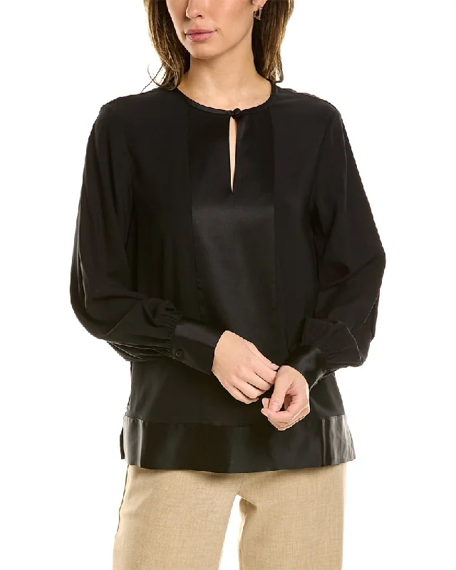 Brooks Brothers Silk-Blend Blouse Semi-Sheer Blouse