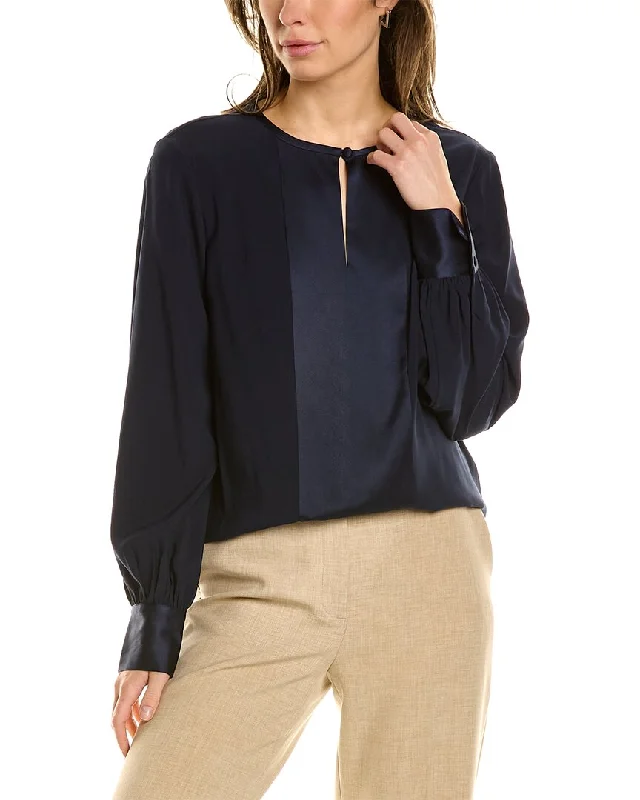 Brooks Brothers Silk-Blend Blouse Elegant Lace Blouse