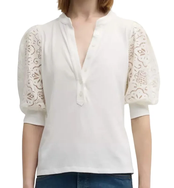 Coralee Blouse In Off White Pleated Collar Blouse
