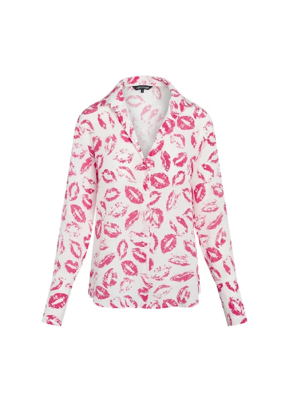 Daria Blouse In Hot Pink Lips Elegant Lace Blouse