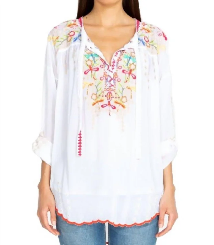 Dragonfly Blouse In White Classic White Blouse