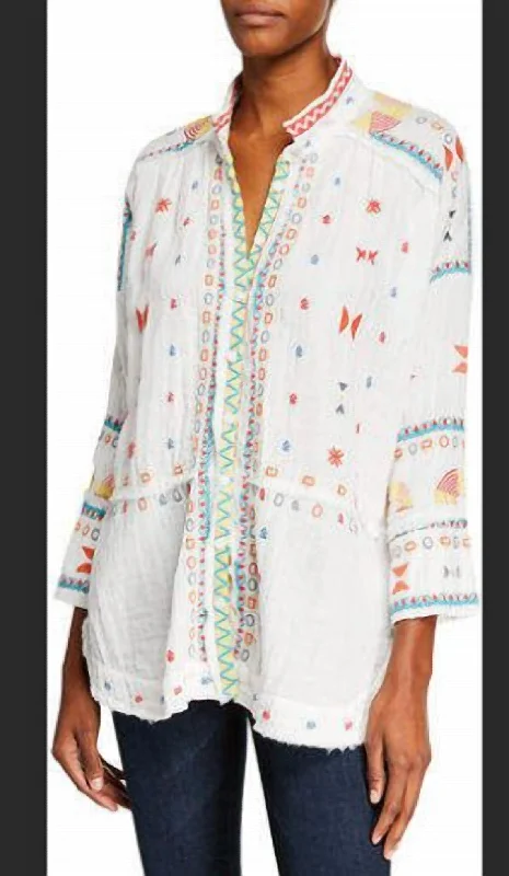 Ela Gauze Blouse In Wht Satin Drape Blouse