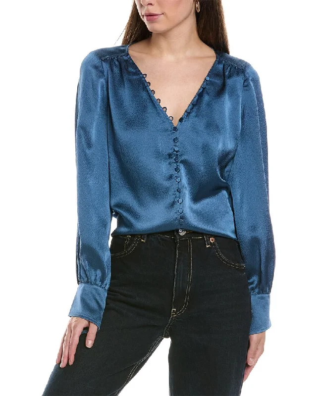 Go> by GoSilk Burst My Buttons Silk Blouse Business Casual Blouse