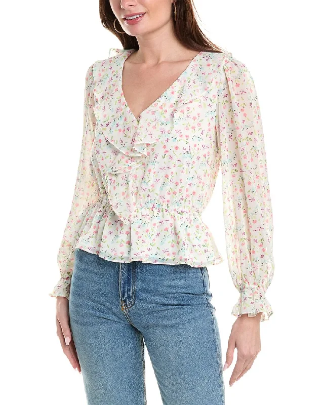 Isla Ciel Peplum Blouse Silky Tunic Blouse