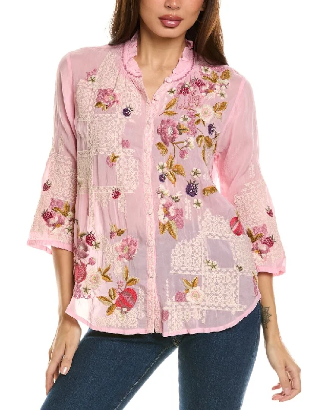 Johnny Was Dyllan Blouse Embroidered Cotton Blouse