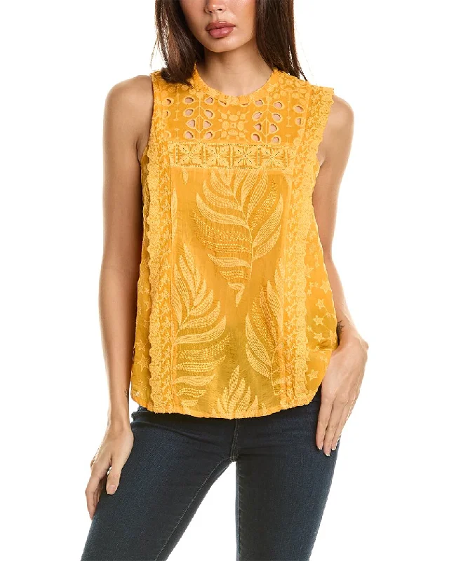 Johnny Was Leafy Concetta Blouse Drape Neck Blouse