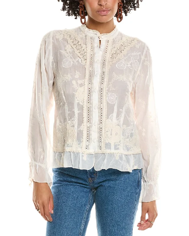 Johnny Was Serene Blouse Elegant Office Blouse