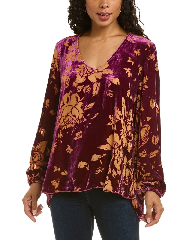 Johnny Was Vida Silk-Blend Blouse Loose Oversized Blouse