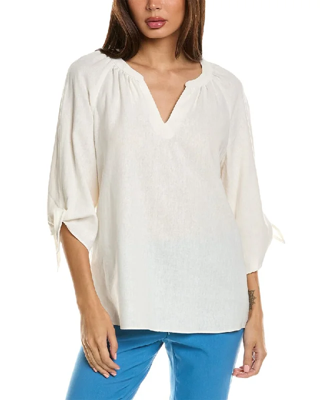 Jones New York Elbow Sleeve Linen-Blend Blouse Elegant Peplum Blouse
